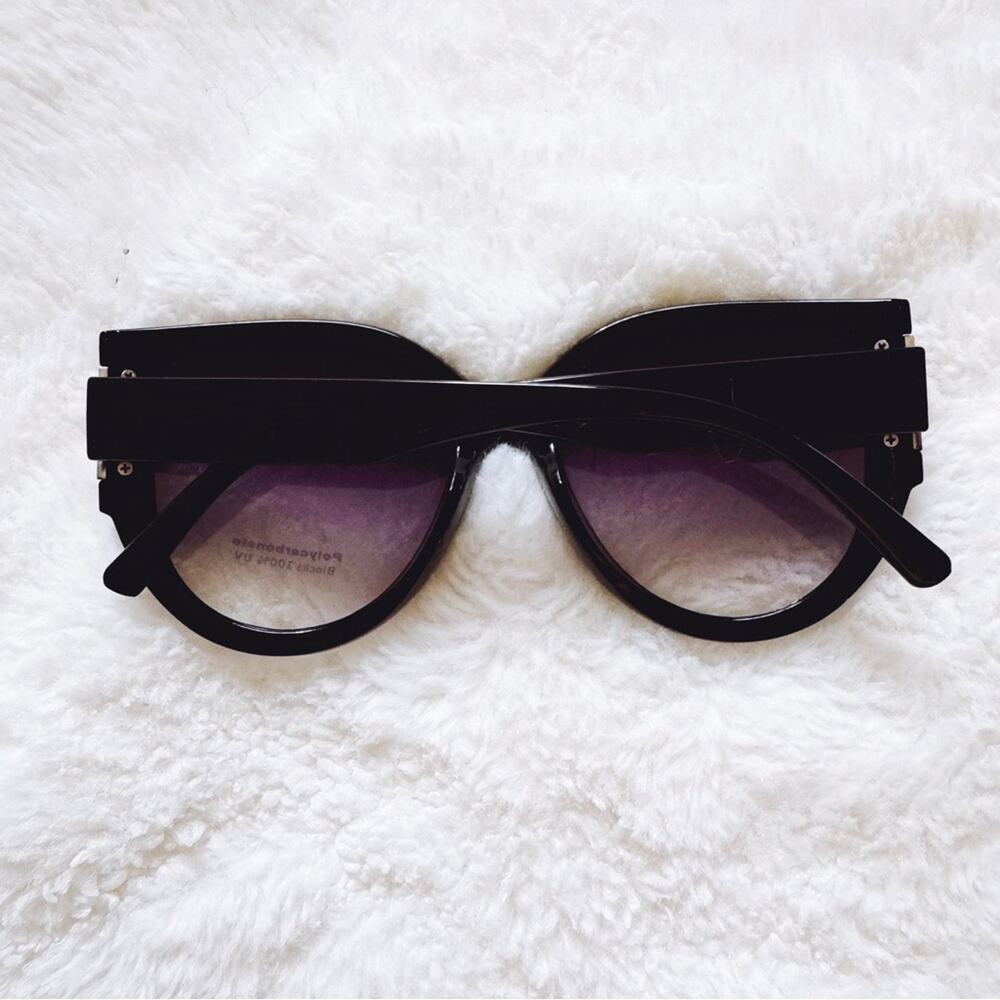 Rosy Black Cat Eye Oversized Sunglasses - Picture 10 of 10
